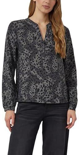 s.Oliver Damen Langarmbluse aus Viskosemix mit Leo-Print Bluse Langarm mit Allover Print