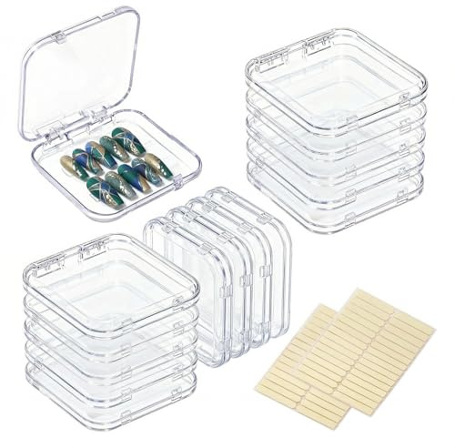Ceriselle Caja de almacenamiento para uñas postizas, 16 piezas de acrílico para uñas postizas y organizador para uñas artificiales, almacenamiento y exhibición para salones de uñas