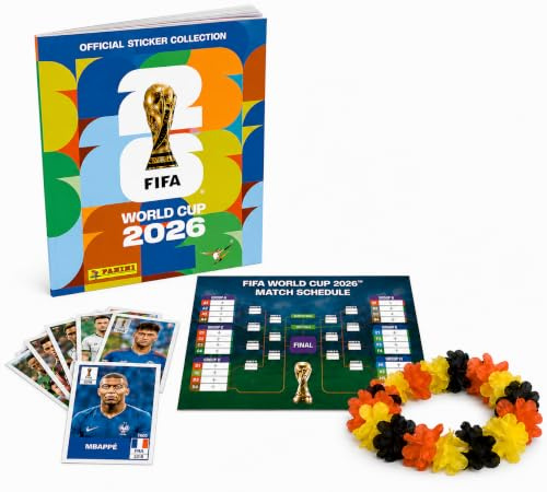 Panini WM 2026 Sticker & Album Set - Weltmeisterschaft 2026 - Fußball - mit Blumenkette - Album - Spielplan (1 Tüte/Sticker Set)