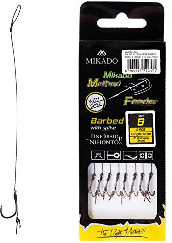 Mikado 8X Method Feeder Haken Rig mit Spike/Nadel und geflochtener Schnur (8 / Ø0,14mm / 10cm)