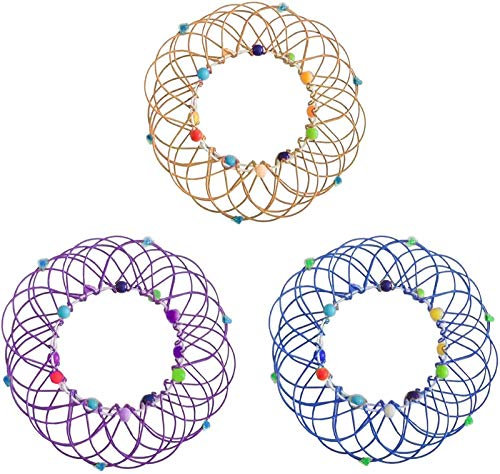 ZGHYBD 3pcs Mandala Flower Basket Toy Wire Mandala Flower 3D Mandala Meditation,Flow Ring Spinner Ring Arm Toy, Magic Iron Ring with Changeable Flower Basket, Funny Stress Relief for Kids & Adults