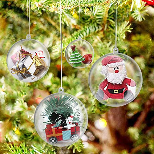 ANTHYTA 20 Stücke Weihnachtskugeln Acrylkugeln Weihnachtsbaumkugeln Transparent Weihnachtsbaum Kugeln Dekokugel Kunststoffkugeln zum Befüllen Transparent Christmas Balls für Weihnachten Party Hochzeit
