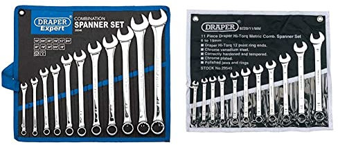 Draper 29546 Imperial Combination Spanner Set, 11 Pieces & 29545 Metric Combination Spanner Set, 11 Pieces
