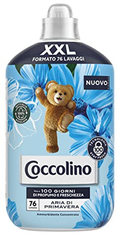 Coccolino Ammorbidente Concentrato Aria di Primavera, Ammorbidente Lavatrice con Tecnologia Stay Fresh, con Note Fruttate, Rosa, e Sandalo, Formato XXL Fino a 76 Lavaggi, 1750 ml