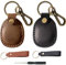 Portachiavi in Pelle Per Airtags, 2 Pcs Compatibile, Custodia Protettiva, Ciondolo in Vera Pelle, Portatile (Brown, Nero)