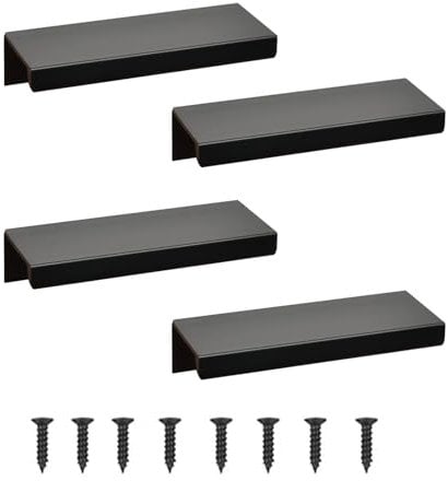 4 Stück Möbelgriffe Versteckter Türgriff Schrankgriffe Aluminium Schubladengriff Versteckter Griffe Unsichtbare Möbelgriffe Küchengriffe - Schwarz,12cm(Rechtwinklige Kante)