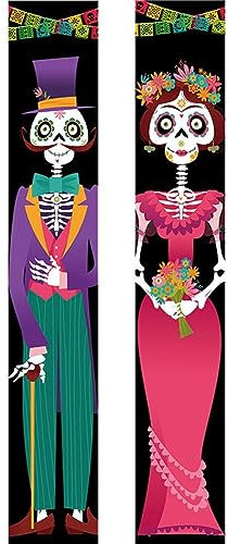Fopytu Tag Der Veranda Türschild Banner Halloween Dekorationen Mexiko Dia De Los Muertos Wanddekoration Hängende Türdekoration Home Party Vorräte