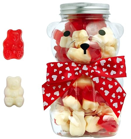 Bear Necessities Gummibärchen im Bärenglas – niedliche Schleife, handgebrannte Gummibärchen – hergestellt in den USA, lustiges Geschenk zum Valentinstag – handwerkliche Süßigkeiten und verschiedene