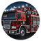 Mauspad, rotes Feuerwehr- und Rettungswagen-Motiv, rund, mit rutschfester Gummiunterseite, genähter Rand, Mauspad für Büro, Zuhause, Gaming, Arbeit, Studium