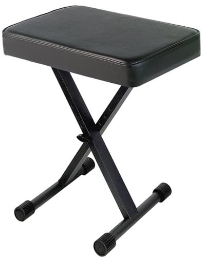 GLEAM Keyboard Bench Padded Cushion X-Style Height Adjustable 14.5-18.5in Piano Stool Bench Keyboard Chair Black
