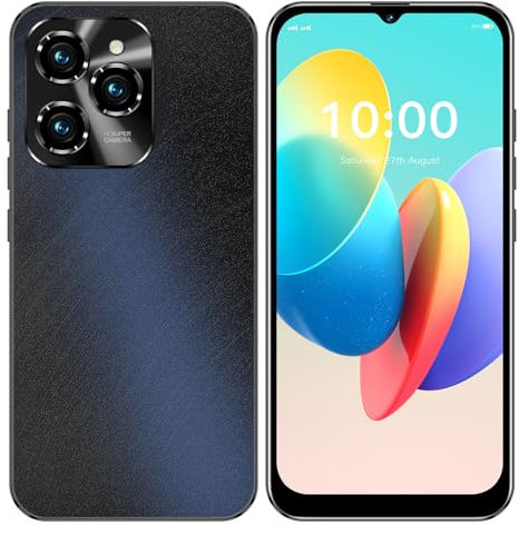 CatCalls Cheap Smartphone, Hot40Pro Android 12 Mobile Phone, 32GB ROM/256GB TF, 6.3 HD+ Waterdrop Screen, 4300mAh, Dual Camera 13MP, 4G Dual SIM Free Unlocked Phone(HOT40Pro-Black)