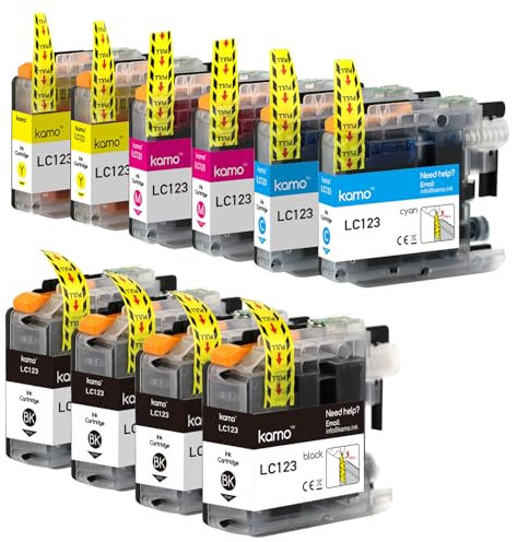 kamo LC123 Multipack Druckerpatronen (4BK, 2C, 2M, 2Y) – Kompatibel mit Brother LC123 LC121, für DCP-J552DW, DCP-J4110DW