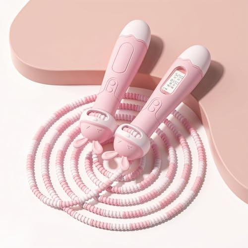 flintronic Sprungseil Kinder Verstellbare, Zähl-Springseil für Kinder, Verhedderungsfrei, Kids Skipping Rope mit Cartoon-Griff Geschenke für Jungen und Mädchen (Rosa)