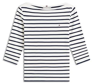 Tommy Hilfiger Damen Slim Cody Boat-Nk 3/4Slv Ww0Ww40589, Weiß, L