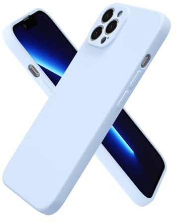 oakxco for iPhone 13 Pro Max Case Silicone, Ultra Slim Thin Phone Case for Women Girls, Plain Solid Color Minimalist Aesthetic Cute Girly Design, Soft Rubber Gel TPU with Camera Cover, Light Blue