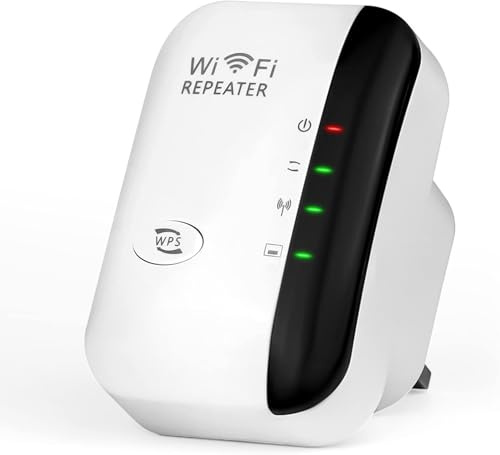 WLAN Verstärker mit LAN Anschluss, WiFi Verstärker für bis zu 340m² & 35 Geräte, WiFi Extender WLAN Repeater kompatibel mit Allen WLAN Routern, WPS, Weiß