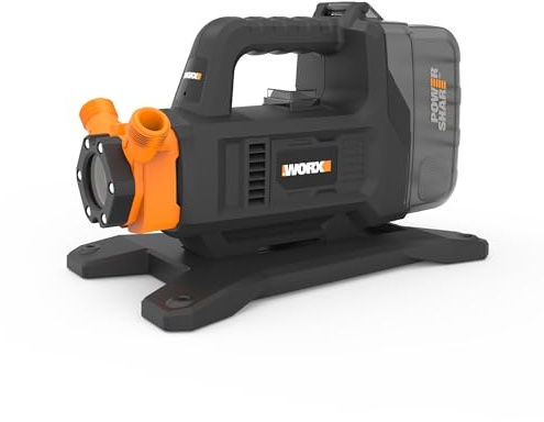 WORX WG830E.9 Pompa di travaso a batteria 20 V, portata 1.300 L/h, prevalenza 10 m, con tubo e filtro, senza batteria e caricabatterie, compatibile PowerShare