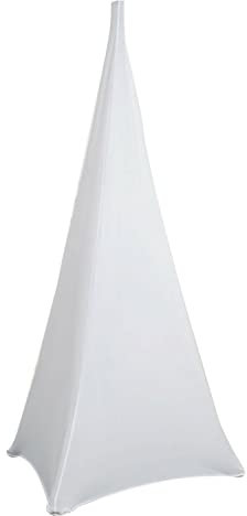 Weddecor White Tripod Speaker Stand Cover Strech Fabric 360 Degree Coverage Triple Sided DJ Accessory for Weddings, Banquets, Parties, Events, Birthday, 5pcs