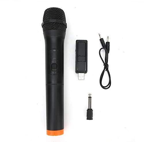 ASHATA Funkmikrofon, schwarz ABS-Kunststoff Professional Universal-UKW-Funkmikrofon USB-Empfangsmikrofon mit wiederaufladbarem Empfänger für Karaoke, Sprachverstärker, PA-System