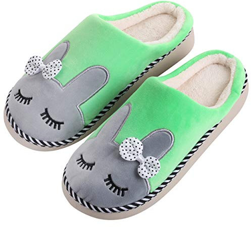 Katara Kaninchen Plüsch-Hausschuhe *große Auswahl* Tier-Schlappen für Damen und Herren, EU Größe 38/39, Etikett CN 40/41, Grün