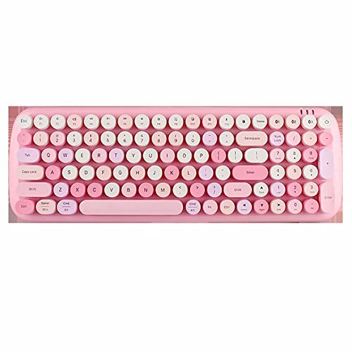 XYLXJ Wireless keyboard and mouse set - 2.4 GHz Retro Typewriter Office Computer Keyboard, Desktop Keyboard and Mouse Set, Cute Keyboard, for Computer (Color : Pink)(Pink)