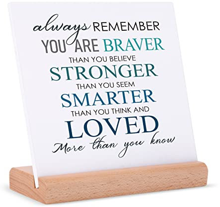 Inspirational Quotes Desk Decor Gifts for Women Men - Motivational Gifts for Employees Coworker Friends, Inspirational Cheer Up Thank You Gift Plaque with Wooden Stand