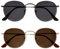 OPULIZE Sol Sonnenbrille 2er Pack Dünner Rand Runde Retro-Metallfassungen Kratzfest Getönte Linse UV400-Schutz Metallgrau Schwarze Gold Braun Herren Damen SS94-79