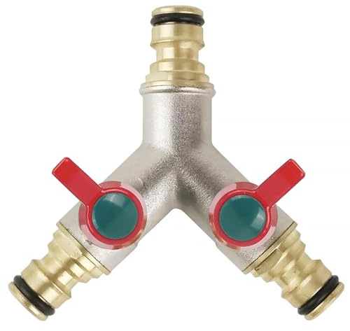POPOYU Y Verteiler 3/4 Zoll,Gartenschlauch Verteiler 2 Wege 3/4,Schlauchanschluss,Wasserschlauch Y-Verteiler,Messing Gartenschlauch Zubehor für Garden Hose Quick Connection Wasserhahn Freien