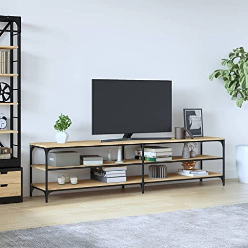 ZEYUAN Mueble TV Metal y Madera contrachapada Roble Sonoma 200x30x50cm, Mueble TV, Mueble Salon Moderno, Mueble para TV, Mueble Comedor, Mesa TV, Mueble Television 826760