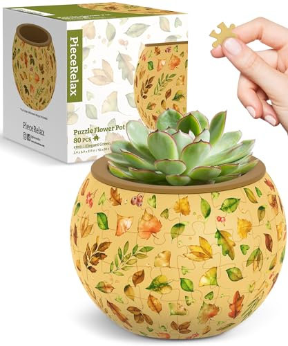PieceRelax 3D Puzzle Blumentopf – Elegant Green | 80 Kunststoffteile | DIY-Pflanztopf zum Selbstbauen | Entspannendes Geschenk für Pflanzenliebhaber [K1105]
