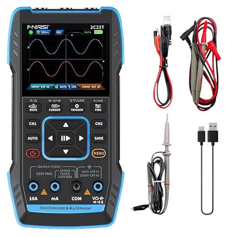 Oscilloscope numérique 3 en 1, Portable testeur de Transistor, Multimètre oscilloscope numérique Générateur de signal de fonction DDS intégré,avec Batterie au Lithium (Ordinaire)