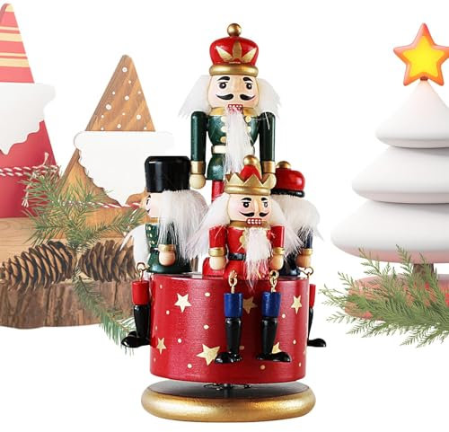 Vllold Christmas Musical Box - Funny Nutcracker Musical Box - Rotating Colorful Nutcracker Figurines Decoration, European Style Christmas Nutcracker Figurines for Home Company Shops