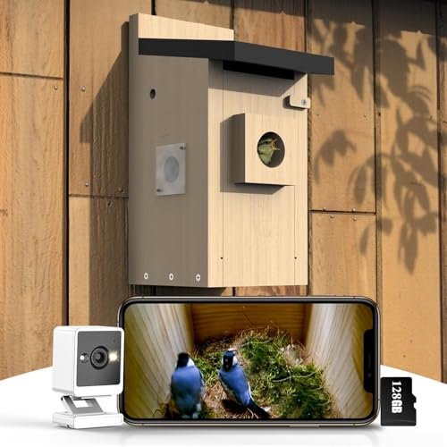 Bird Box with 4MP HD Camera, Bird House for Garden, Weatherproof, 2.4G WiFi & App Notification, Watch Nesting and Hatching, Automatic Recording of Bird Videos & Motion Detection