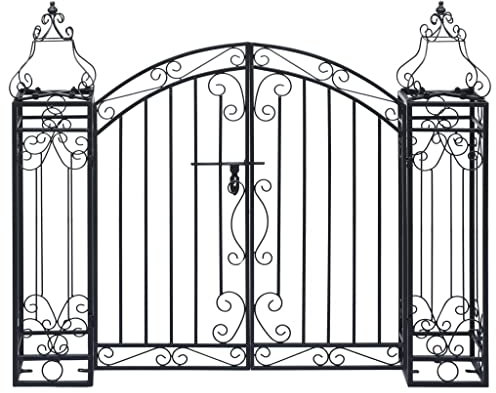 LLEZKBR Furniture select-Ornamental Garden Gate Wrought Iron 122x20.5x100 cm