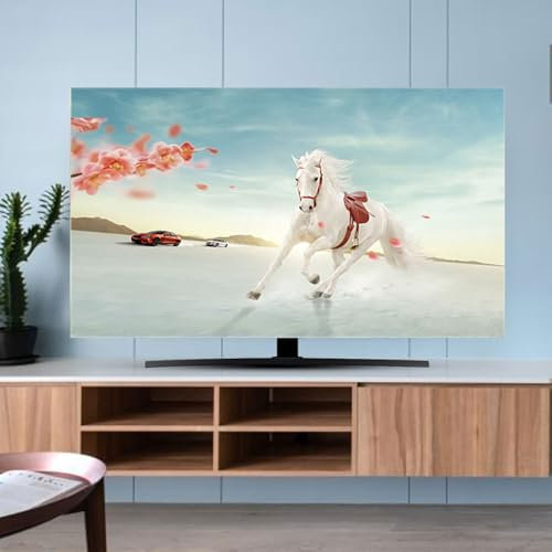 Hixingo Cubierta Antipolvo para TV, 32-80 Universal Funda para Televisor Elástico Protector para Smart TV, Ciervo 3D Cubierta de Televisión Pantalla de Funda (80 Pulgadas,Caballo)