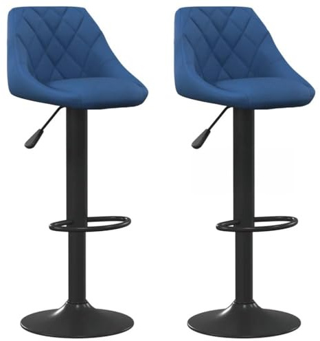 DELUKE Barhocker Duke höhenverstellbar 2er Set Blau Samt | Barstühle drehbar Küchenhocker Thekenhocker für Küche Hausbar