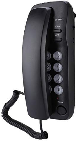 ASHATA Wandtelefon Schnurgebundes Telefon,Desktop Wand Schnurtelefon Kompakttelefon Mit Wahlwiederholung,Festnetztelefon Analog Telefon Flash-Funktion für Hause Büro Hotel(Schwarz)
