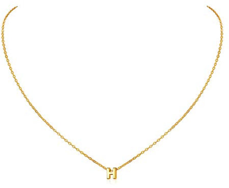 ChicSilver 18k vergoldet Buchstabe H Kette Damen buchstabenkette mit Schmuckbox Namenskette Buchstabenkette für Damen an jeden Alter