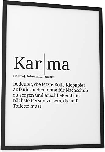 Papierschmiede® Definition: Karma, DIN A3 fertig gerahmt (Rahmen: Material und Farbe wählbar), Wandbild für Wohnzimmer, Schlafzimmer, Küche, Esszimmer, Poster Geschenk Wanddeko aufhängefertig