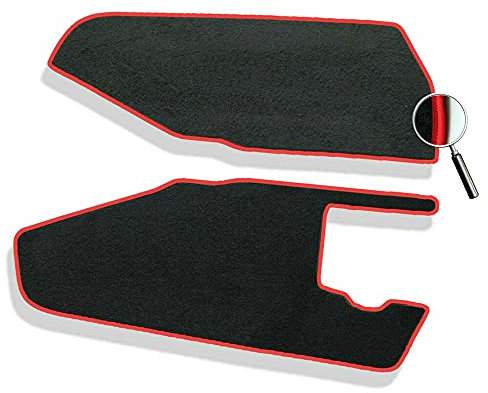 Tappeti per Ape 50 con bordino rosso in moquette nera set composto da 2 tappetini antiscivolo specifici su misura APE-50R