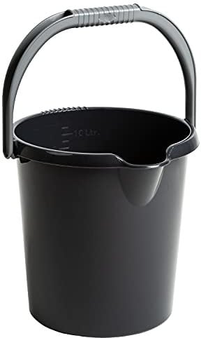 Eimer mit Ausguss und Henkel - 10 Liter - schwarz - Putzeimer Haushalt Küche Bad Camping Kunststoff Eimer Haushaltseimer Wassereimer