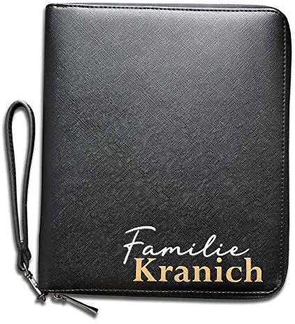 mamir home Organizer Familie Personalisiert Reiseunterlagen Pässe Impfpass Dokumententasche Mappe (SCHWARZ)