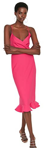Trendyol Vestido Cruzado, Fucsia, 40 para Mujer