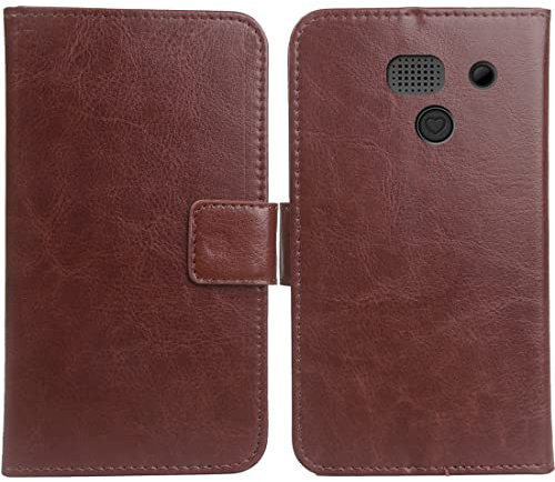 Bulbior PU Leder Tasche Hülle Für Artfone C1+ Seniorenhandy 1.77 Handy Flip Lederhülle Handyhülle Brieftasche Schutz Case Cover Etui (Braun)