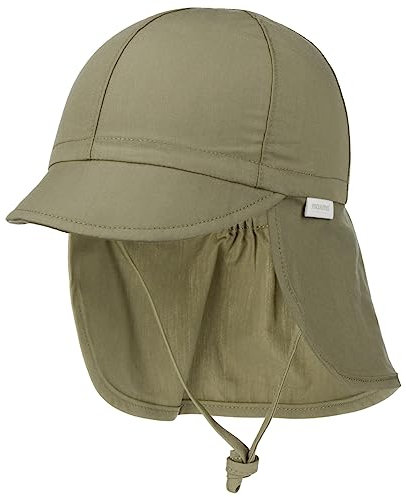 maximo Uni Mini Kindercap Baumwollcap Sonnencap Sommercap Nackenschutz Strandcap Kinder - mit Schirm Frühling-Sommer Sommer - 47 cm dunkeloliv