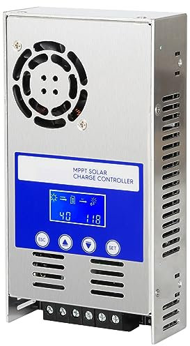 BuyWeek Regulador de carga solar MPPT 60A 12V/24V/36V/48V Controlador de Carga Solar con LCD Identificación automática voltaje Entrada máxima de 180V DC, for baterías de plomo-ácido y litio