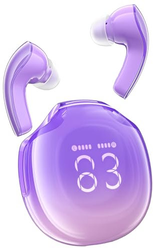 ACEFAST T9 Cuffie Bluetooth, Auricolari Bluetooth 5.3 HiFi Immersivo con 4 Mic, Cuffie Wireless In Ear con LED Display Controllo Touch, Cuffie Senza Fili Sport Cuffiette Bluetooth, Uva Viola(2024)