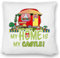 speecheese Wohnwagen Kissen satiniert mit Spruch My Home is My Castle! I Love Camping EIN dekoratives Kissen satiniert in bunten Farben für Dauercamper und Campingliebende die jedes
