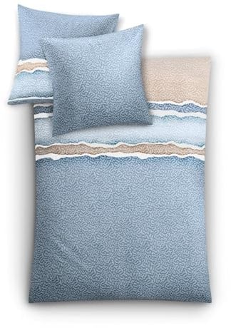 Kleine Wolke Bettwäsche Marea Mako-Satin eisblau-Taupe Größe 1x 155x220 cm + 1x 80x80 cm
