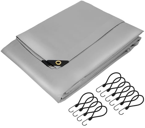 ECD Germany Telone Premium in Tessuto con Occhielli + 10 Ganci 5x8m 40m² 650g/m² Grigio PVC Telo Impermeabile Antistrappo Multiuso Telone per Camion Giardino Legno Telo Protettivo Universale
